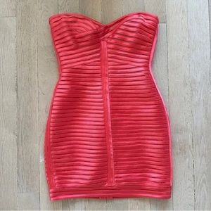 BCBGMAXAZRIA Lillie coral reef strapless mini dress